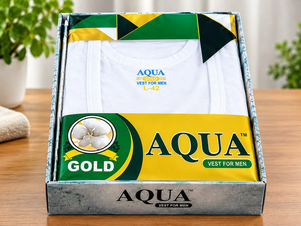 AQUA GOLD VEST COTTON FABRIC FOR MEN (PACK OF 6)