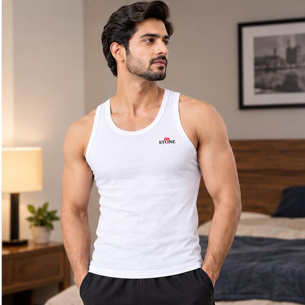 STONE VEST COTTON FABRIC FOR MAN (PACK OF 6)